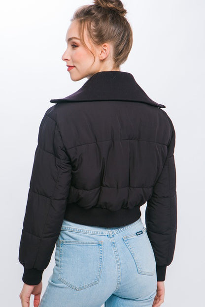 CROPPED TURTLE-NECK PUFFER JACKET