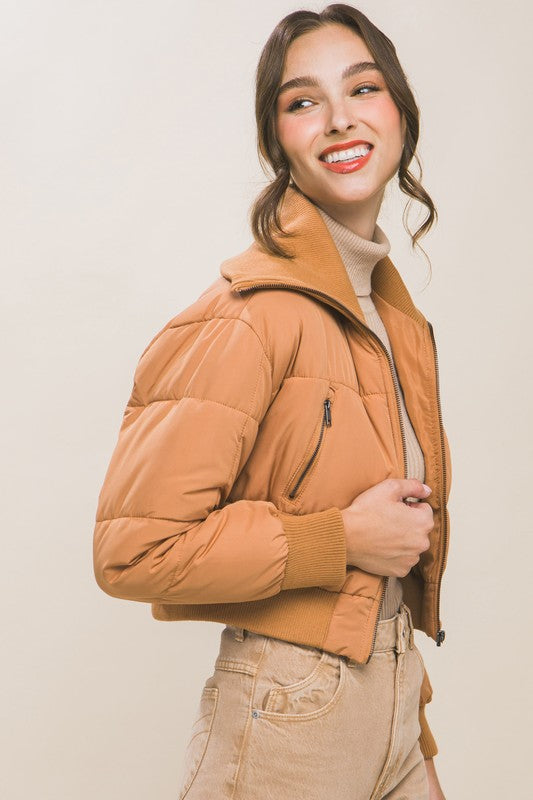 CROPPED TURTLE-NECK PUFFER JACKET