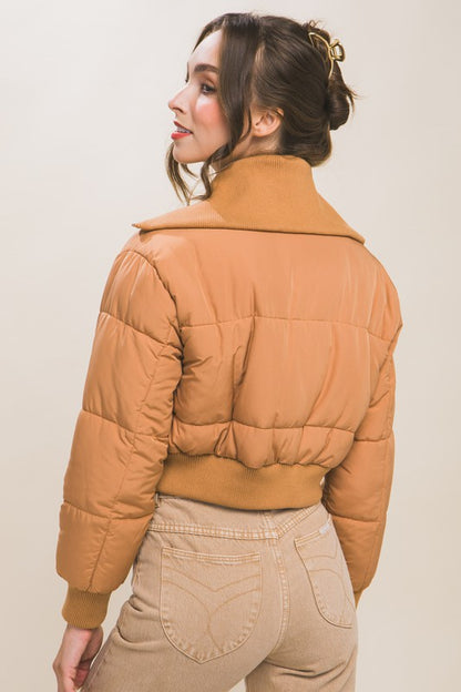 CROPPED TURTLE-NECK PUFFER JACKET