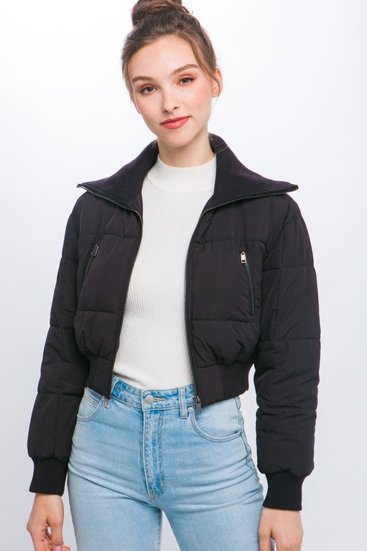 CROPPED TURTLE-NECK PUFFER JACKET