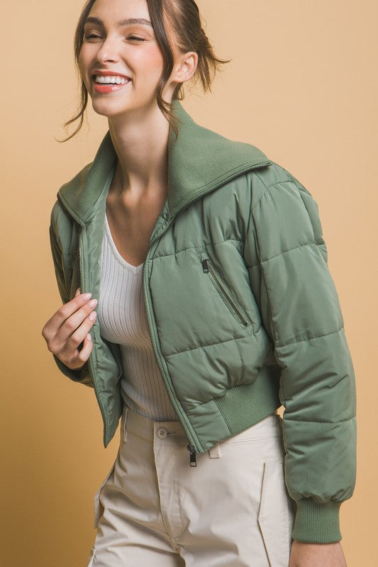 CROPPED TURTLE-NECK PUFFER JACKET