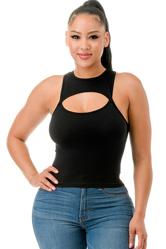 CUTOUT SEAMLESS CROP TOP