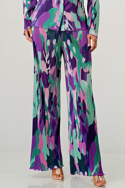 PRINTED LONG SLEEVE TOPN AND WIDE LEG PANTS SET