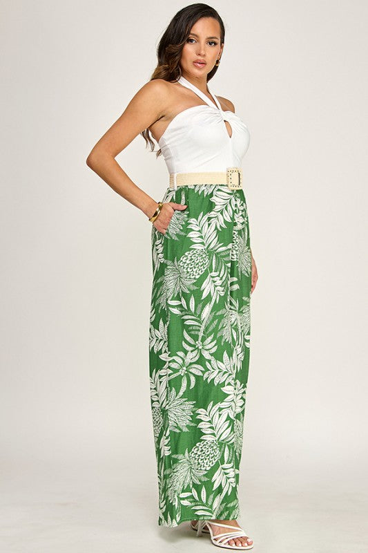 HALTER JUMPSUIT W/ CONTRAST BOTTOM