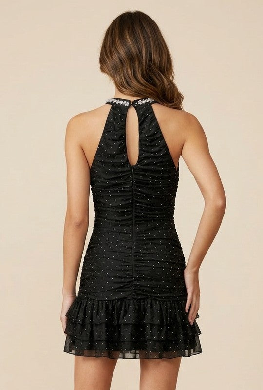 CRYSTAL MESH MINI PARTY DRESS