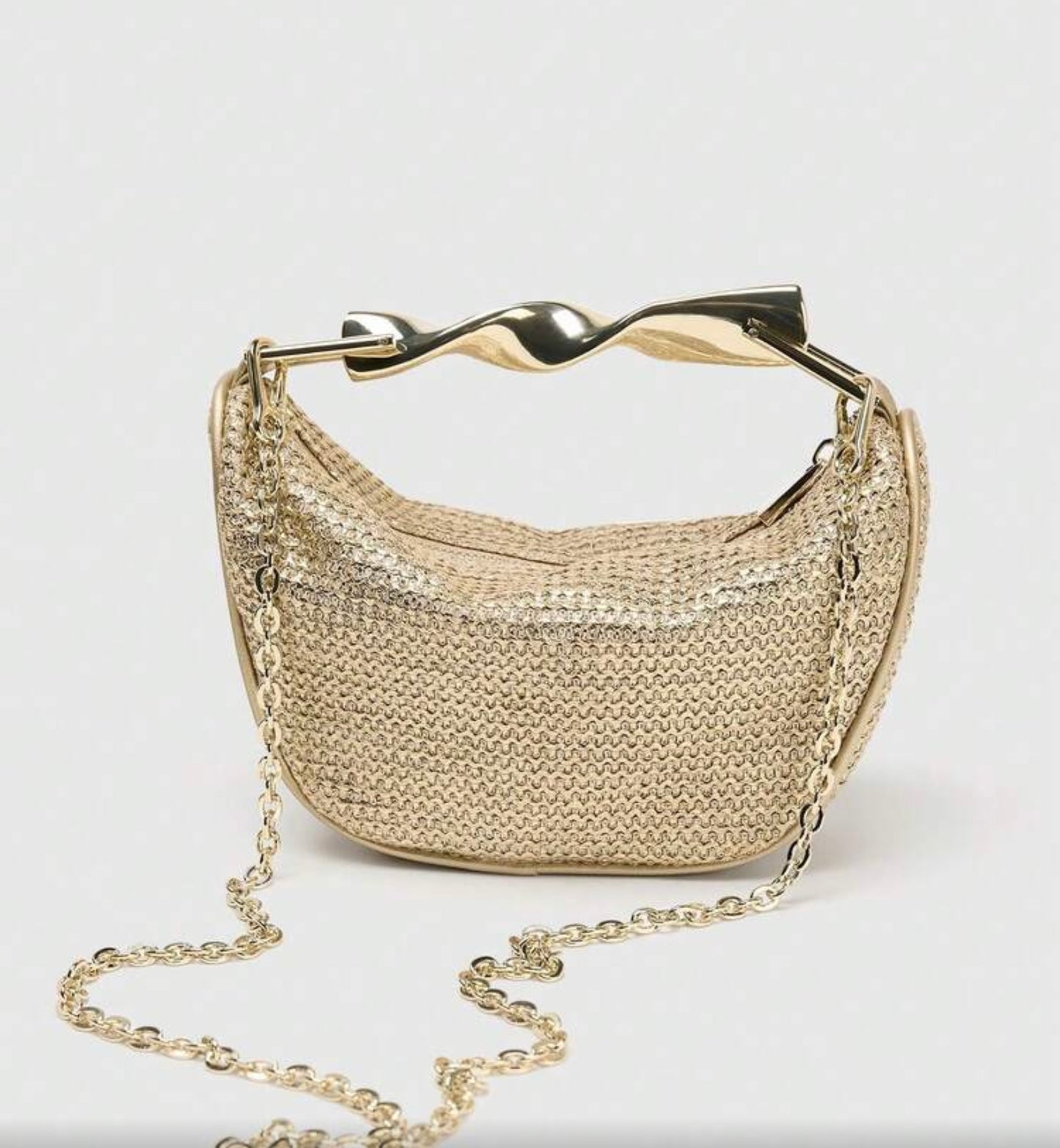 WOVEN METALLIC CUMMER CLUTCH BAG