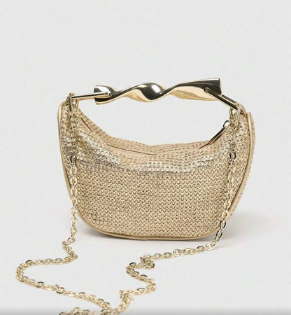 WOVEN METALLIC CUMMER CLUTCH BAG