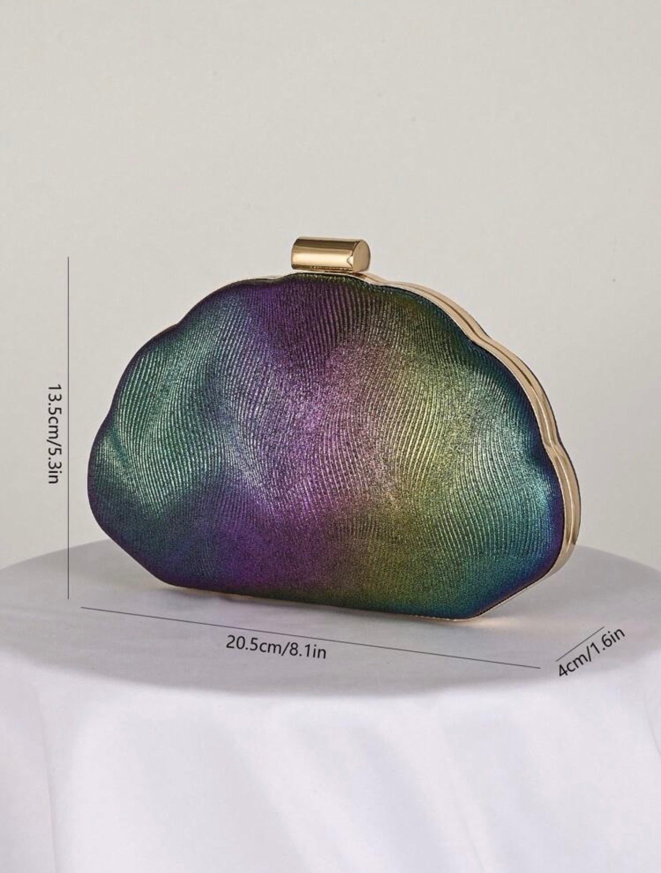 SEASHELL PU LEATHER BOX SHAPED EVENING CLUTCH BAG