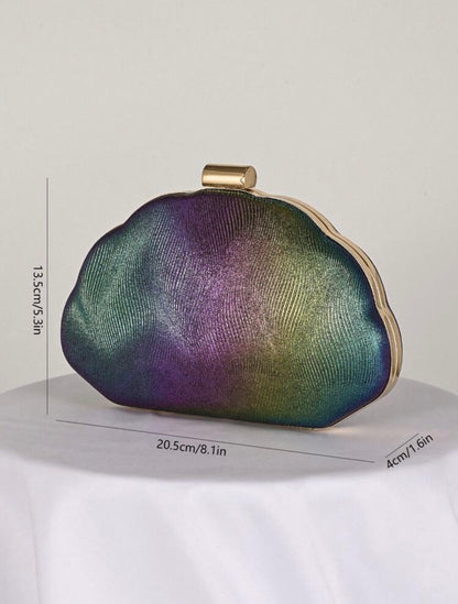 SEASHELL PU LEATHER BOX SHAPED EVENING CLUTCH BAG