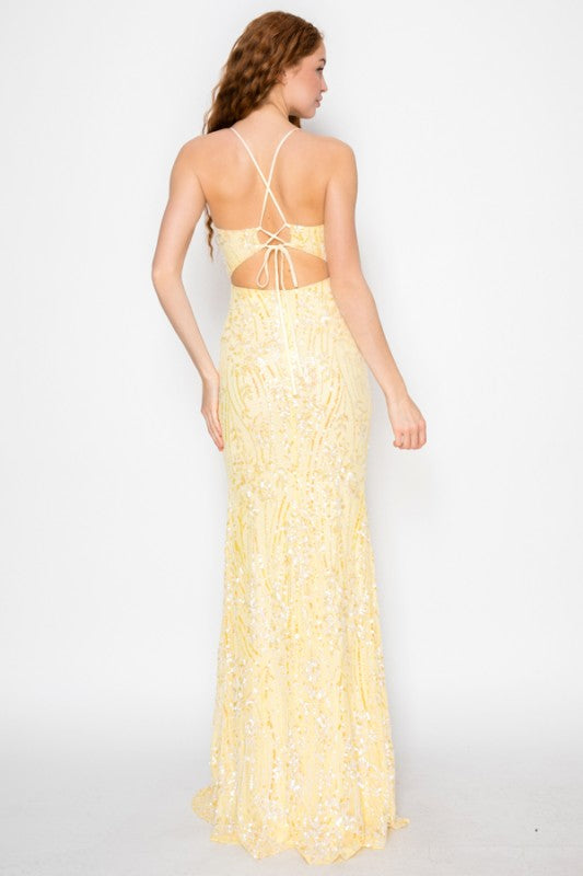 FLORAL SEQUIN MERMAID MAXI COCKTAIL DRESS