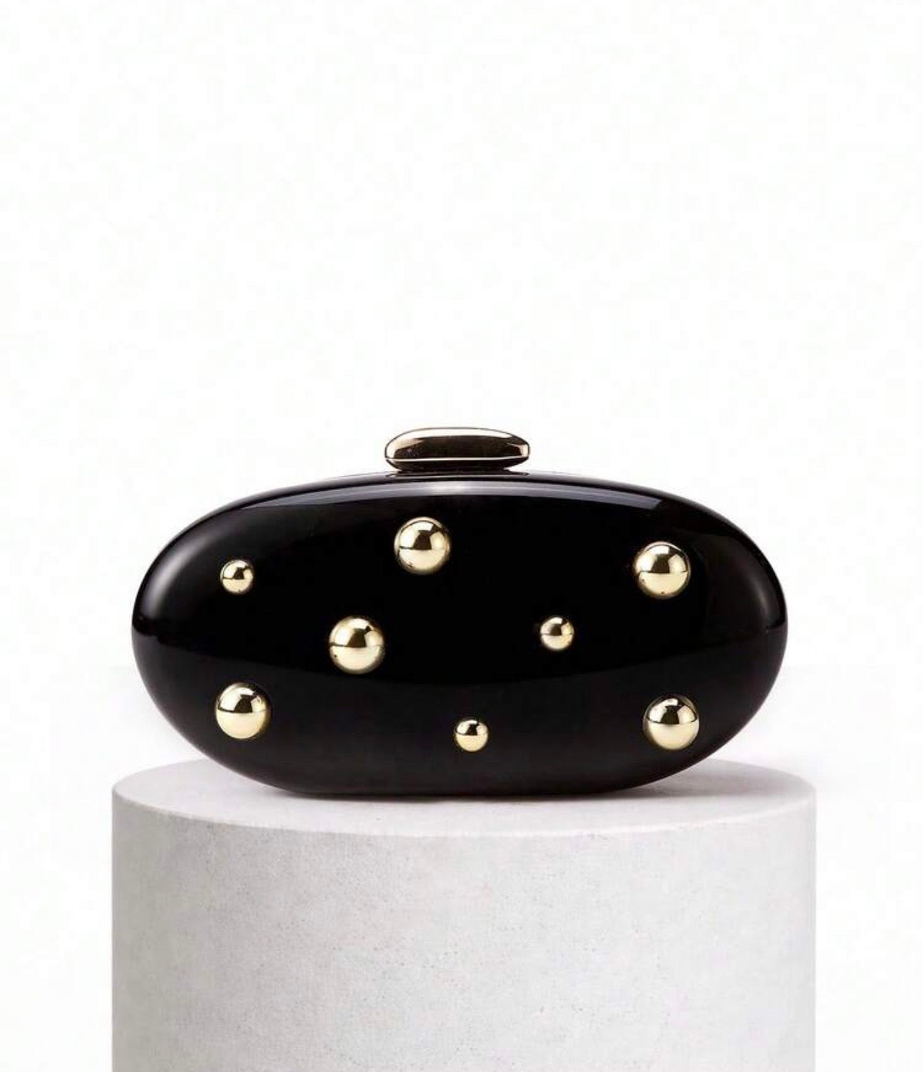 ROUND HARD SHELL CLUTCH EVENING BAG WITH CHAIN