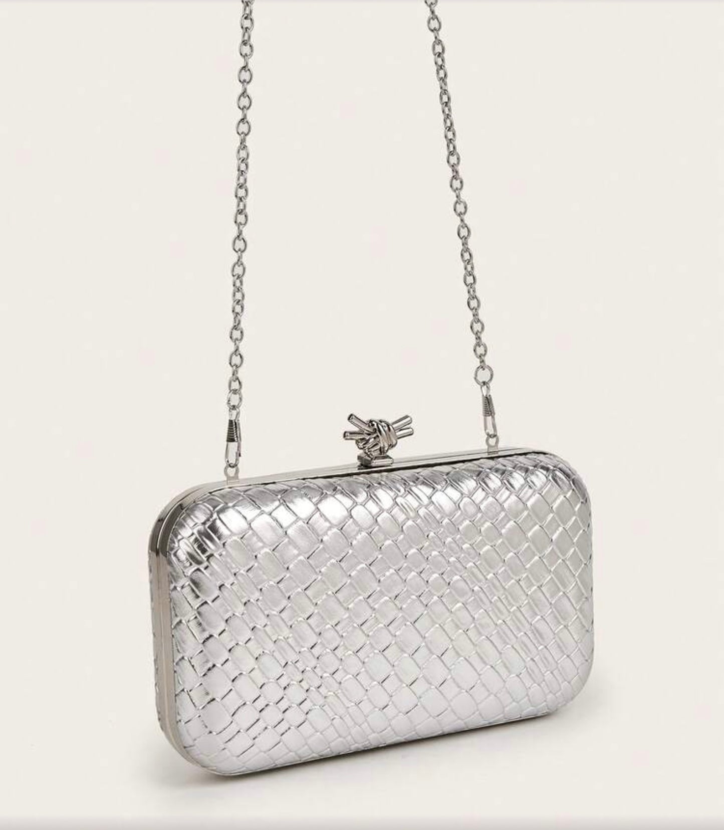 TEXTURED LEATHER EVENING CLUTH BAG