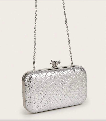 TEXTURED LEATHER EVENING CLUTH BAG