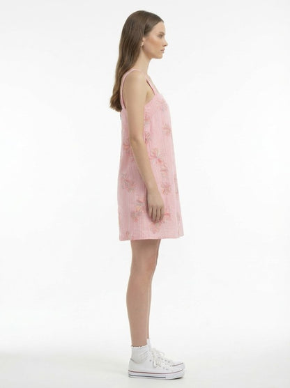 LACE SLEEVELESS MINI PARTY DRESS WITH BRAID STRAP