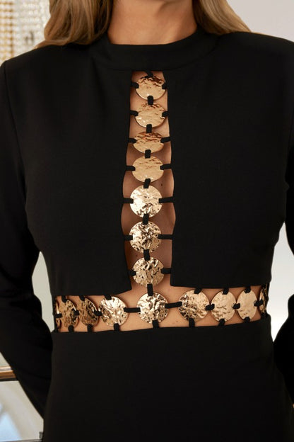 MULTI FLAT STONE MAXI DRESS