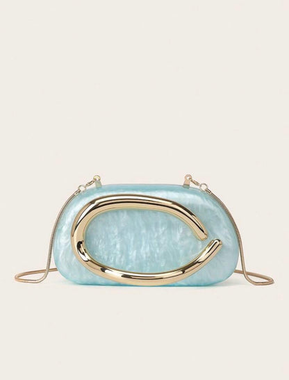 ACRYLIC SHELL BOX EVENING CLUTCH PURSE