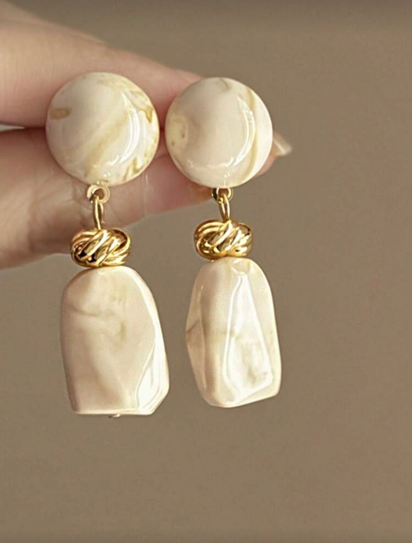 VINTAGE MARBLE ASYMMETRICAL EARRINGS