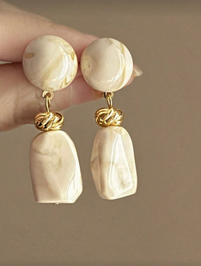 VINTAGE MARBLE ASYMMETRICAL EARRINGS