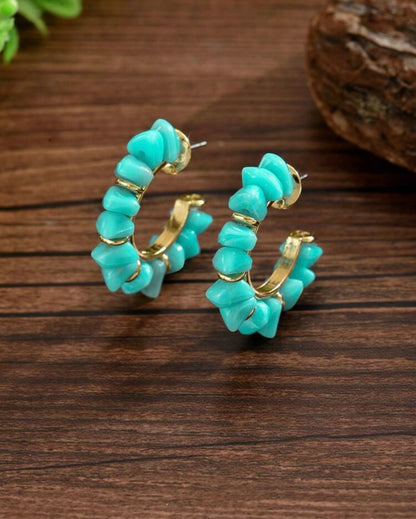 GREEN AVENTURINE NATURAL STONE BRAIDED EARRINGS