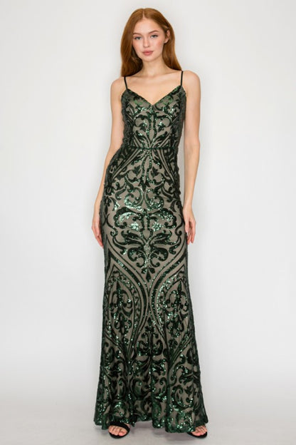 SEQUIN EMBELLISHED CORSET MAXI MERMAID COCKTAIL DREAS