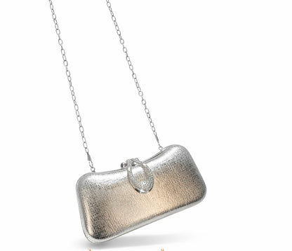 METALLIC GLOSSY LEATHER CLUTCH BAG