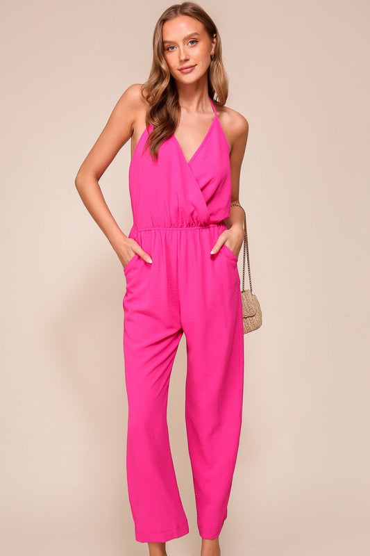 Brooklyn Airflow Halter Surplice Jumpsuit