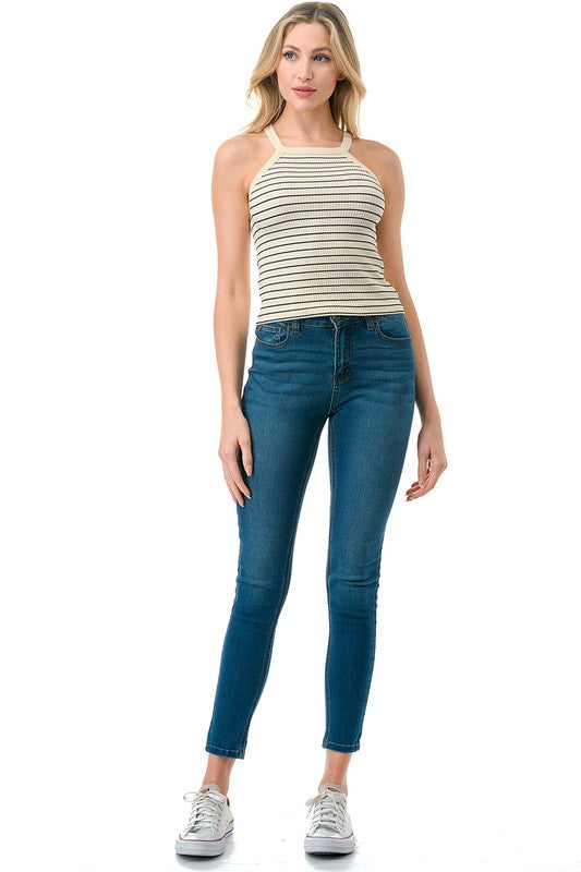 STRIPE HALTER NECK TOP