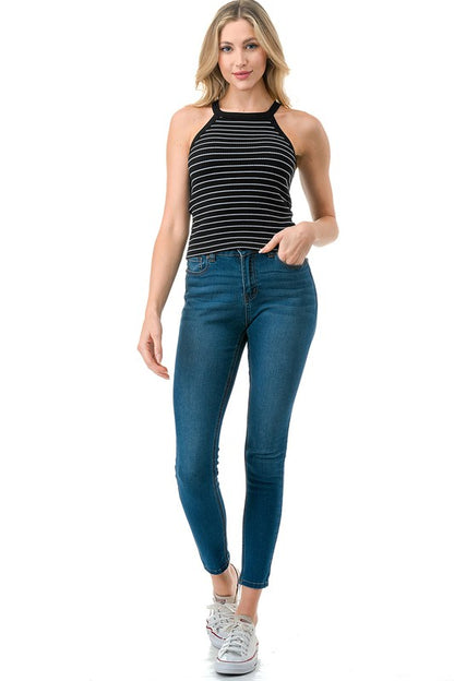 STRIPE HALTER NECK TOP