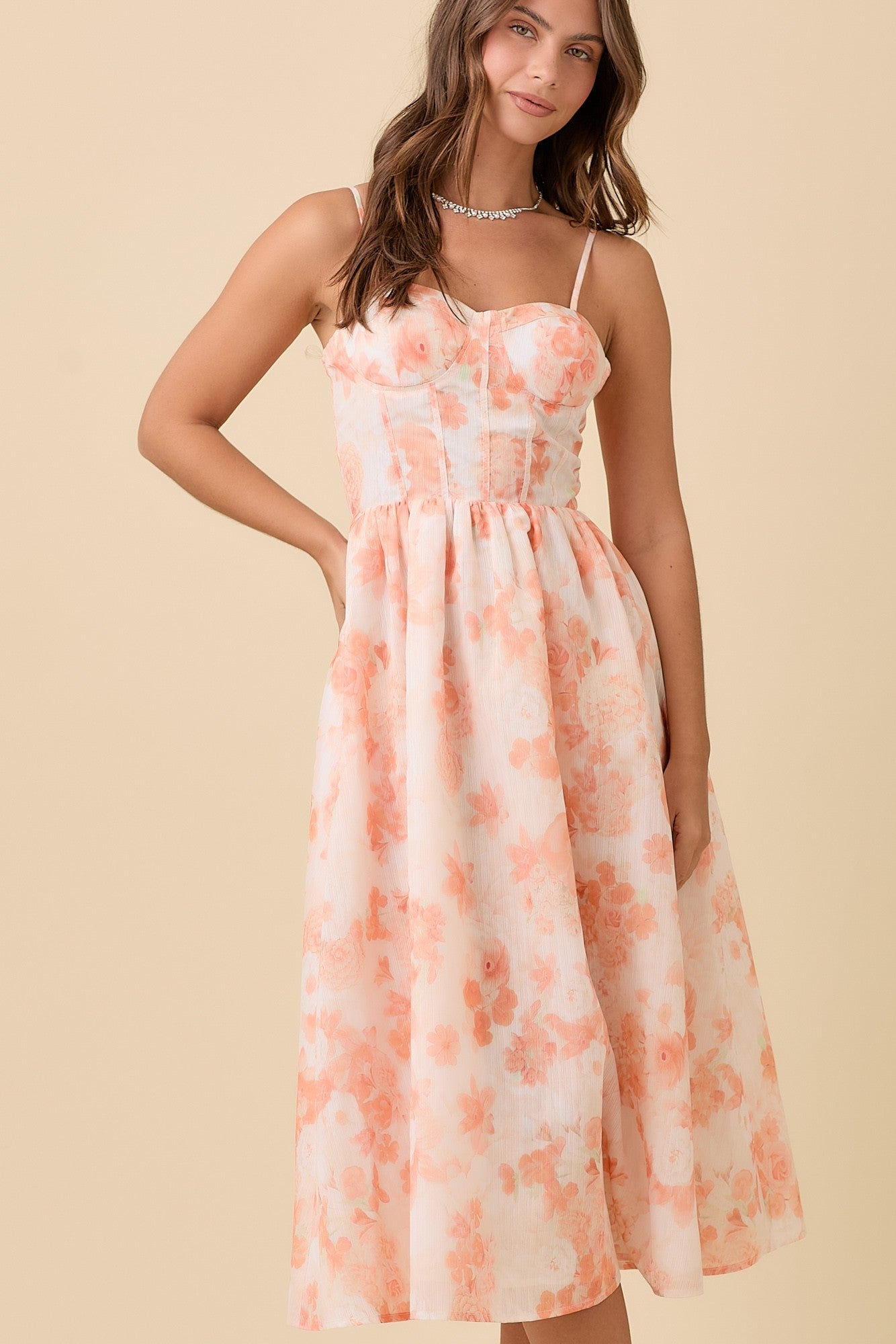 Bustier Corset Midi Floral Summer Dress Bella Chica Bustier Corset Midi Floral Summer Dress Bella Chica