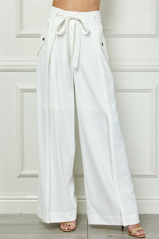 Self Band Tie Wide Pants