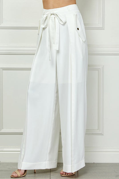 Self Band Tie Wide Pants