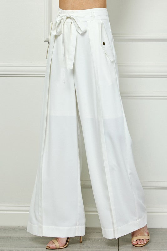 Self Band Tie Wide Pants