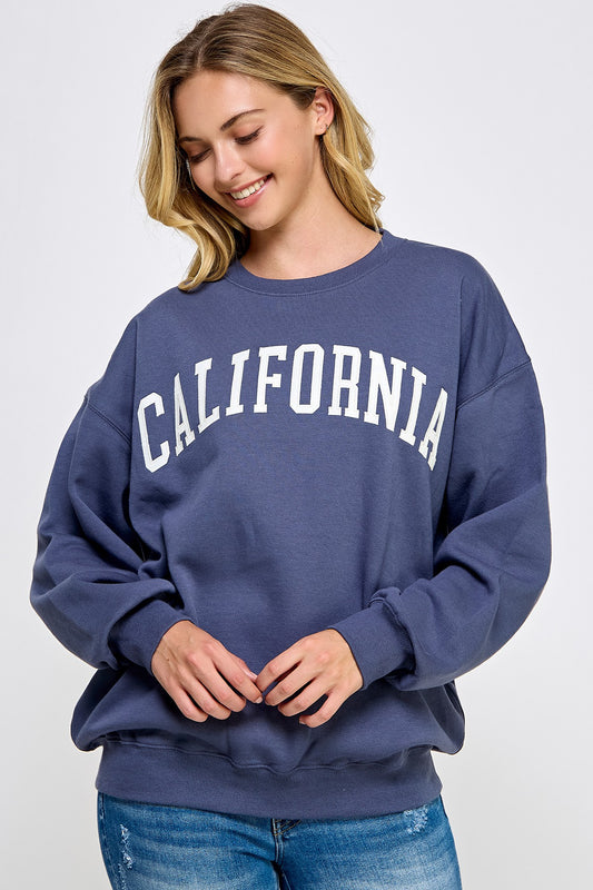 FLEECE OVERSIZED SWEATSHIRT WITH CA PATCH