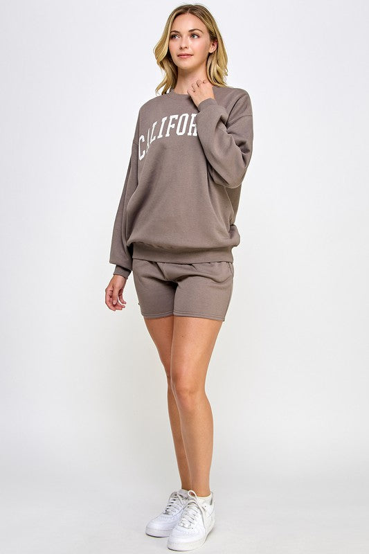 FLEECE OVERSIZED SWEATSHIRT WITH CA PATCH