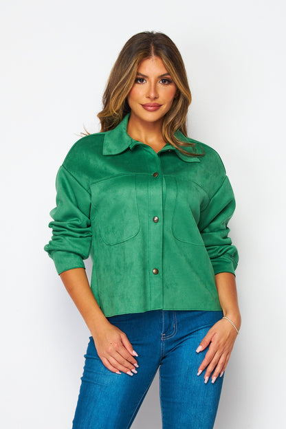 SUEDE BUTTON DOWN TOP