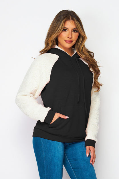 SHERPA SLEEVE HOODIE TOP