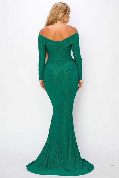 LONG SLEEVE OFF SHOULDER NIGHT PARTY MAXI Cocktail DRESS