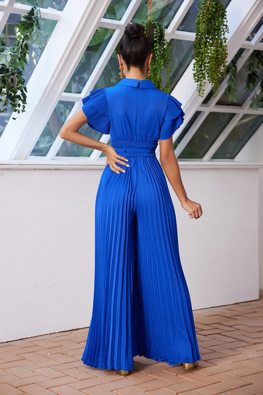 PLEATED BUFF SLEEVES JUMPSUIT