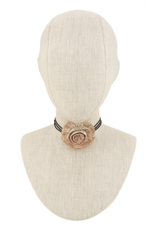 Rhinestone Rose Shape Layered Strap Choker