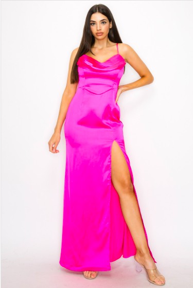 SATIN MAXI Cocktail DRESS