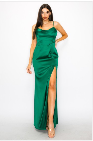 SATIN MAXI Cocktail DRESS