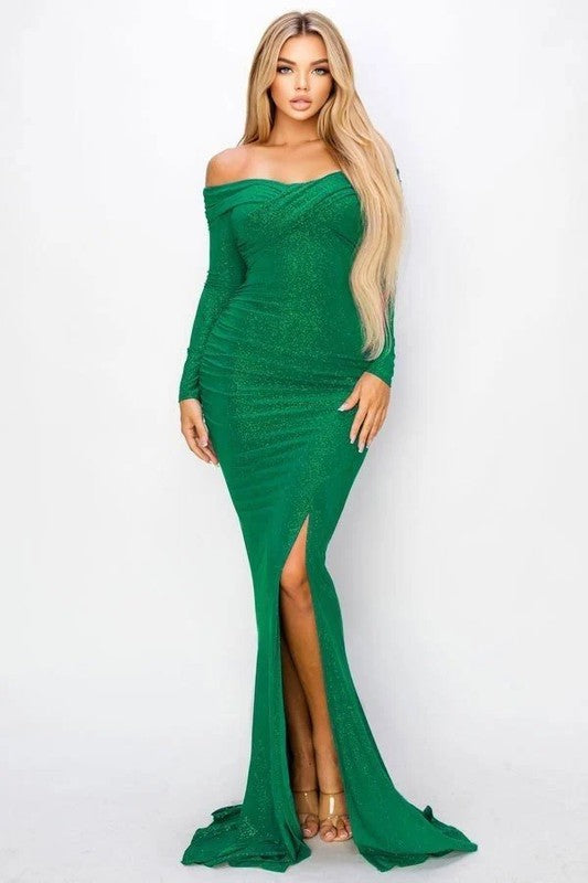 LONG SLEEVE OFF SHOULDER NIGHT PARTY MAXI Cocktail DRESS