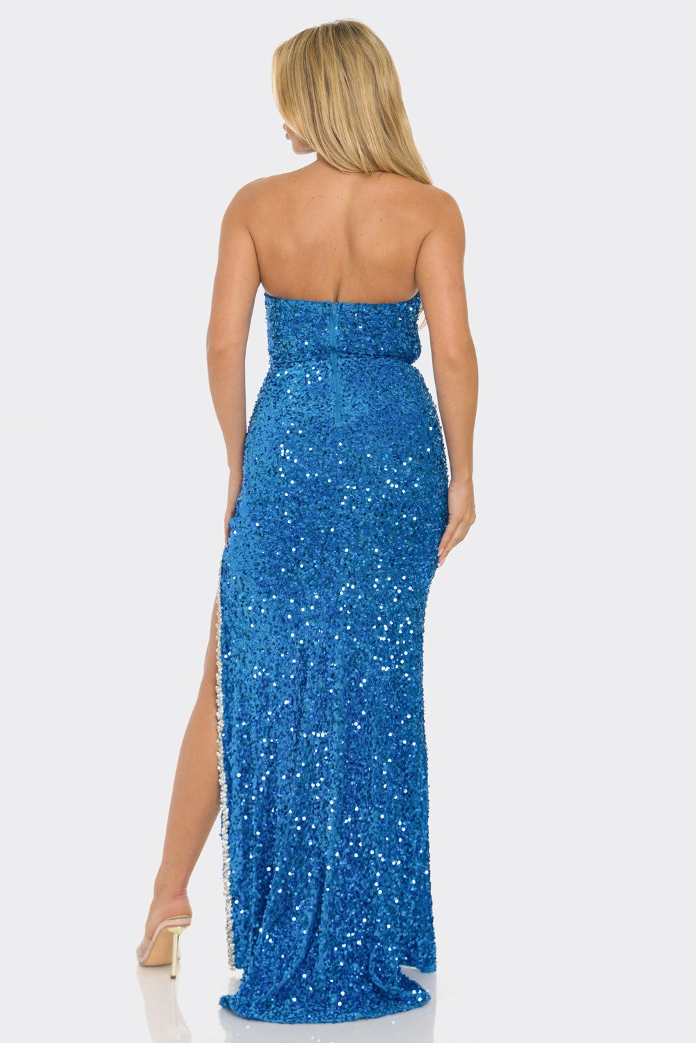 SEQUIN FRONT CUTOUT MAXI DRESS