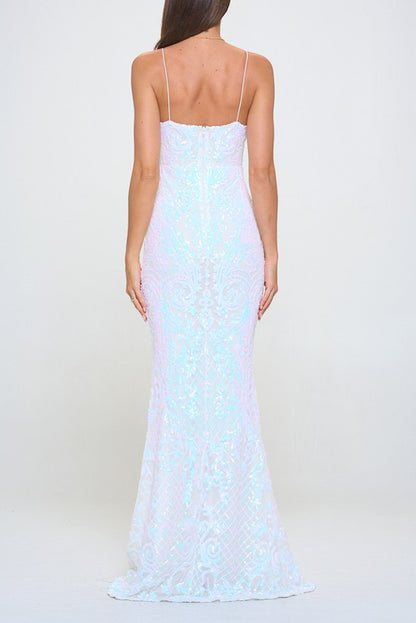 SEQUIN V-NECKLINE MERMAID MAXI DRESS