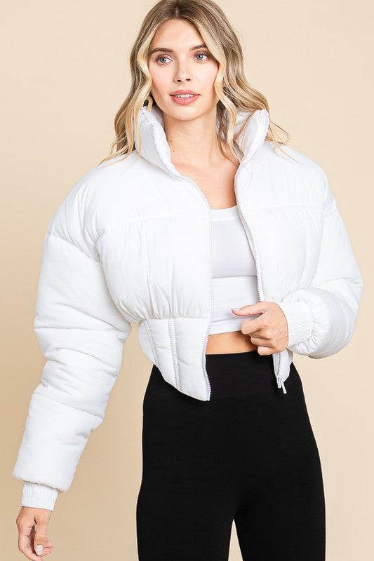 HIGH NECKLINE FRONT ZIPPER CORSET PUFFER JACKET