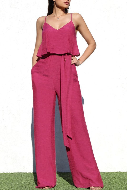 CAMI LAYERED WOVEN JUMPSUIT