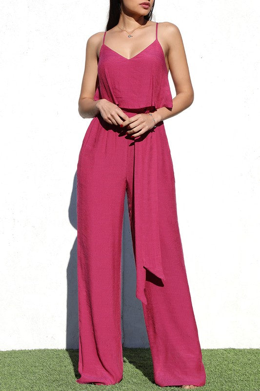 CAMI LAYERED WOVEN JUMPSUIT