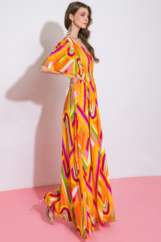 PRINTED WOVEN MAXI DRESS