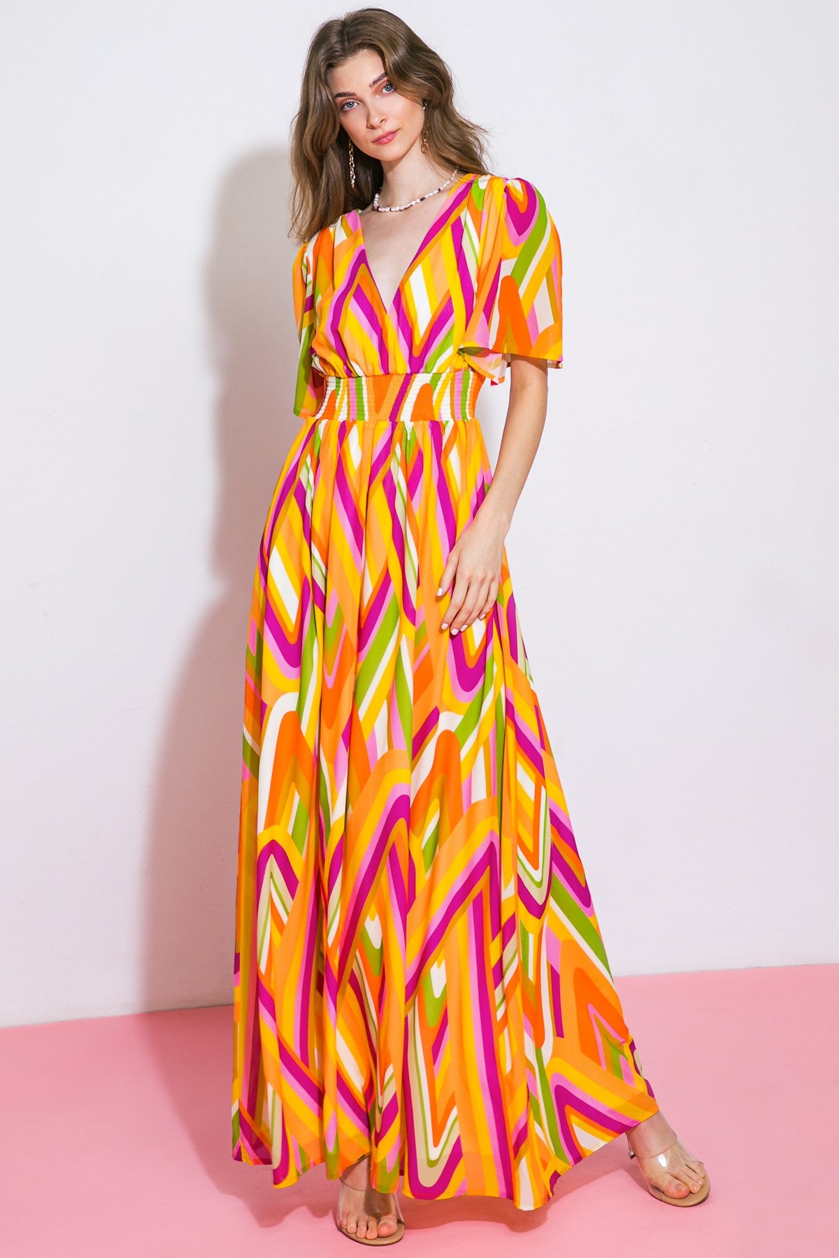 PRINTED WOVEN MAXI DRESS