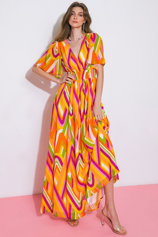 PRINTED WOVEN MAXI DRESS